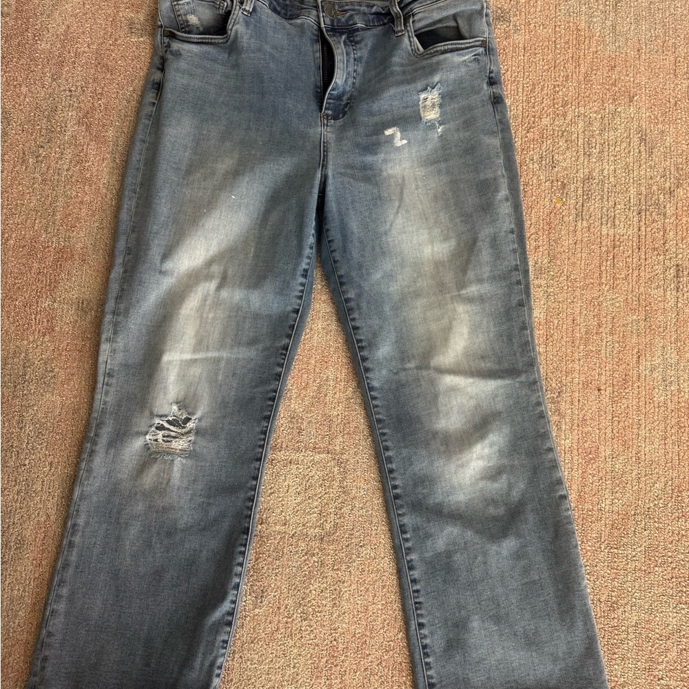 Kut from the Kloth High Rise Distressed Jeans - Gray